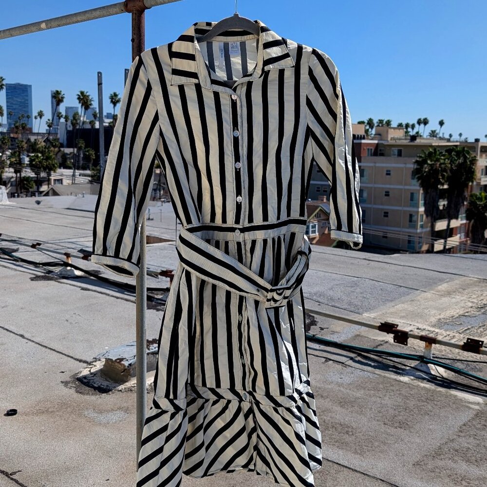 Beetlejuice Black & White Striped Dress Tim Burton Gothic Wednesday Addams MNG